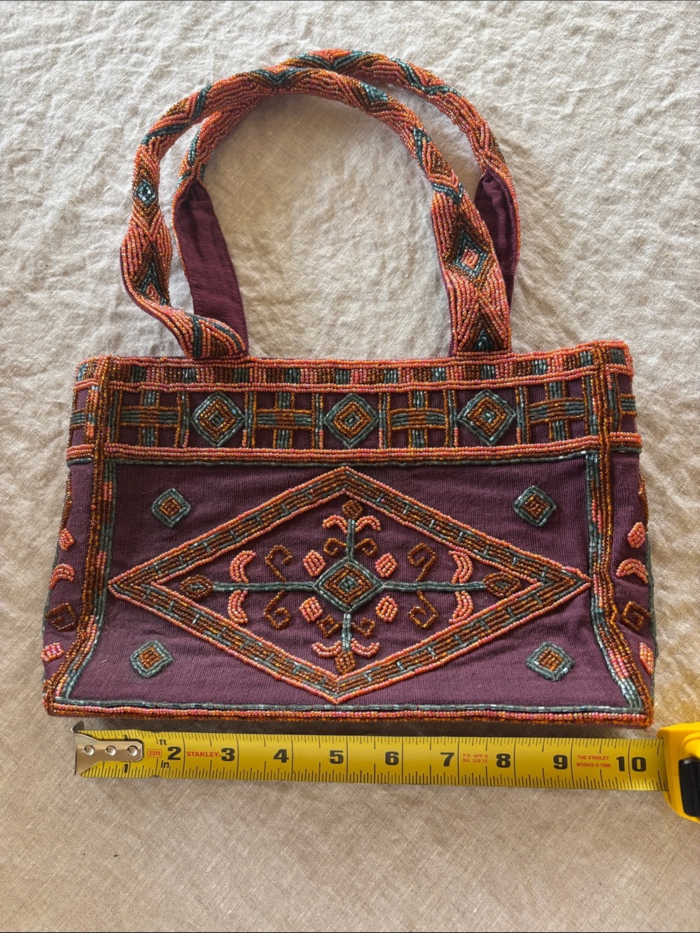 Ipanema Beaded Mini Shoulder Bag in Purple, Orange and Teal